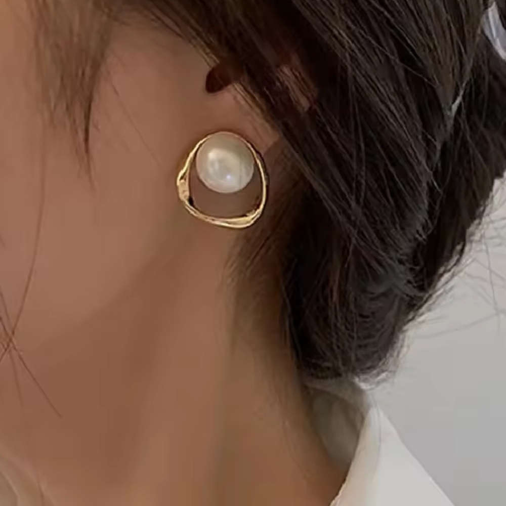 Stainless Steel Gold Tone and Pearl Earrings (A7) - Picture 8 of 8